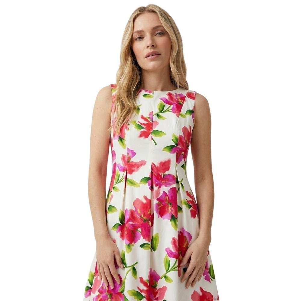 DB Established 1962 Floral Fit & Flare Dress Pink White Sleeveless Size 10